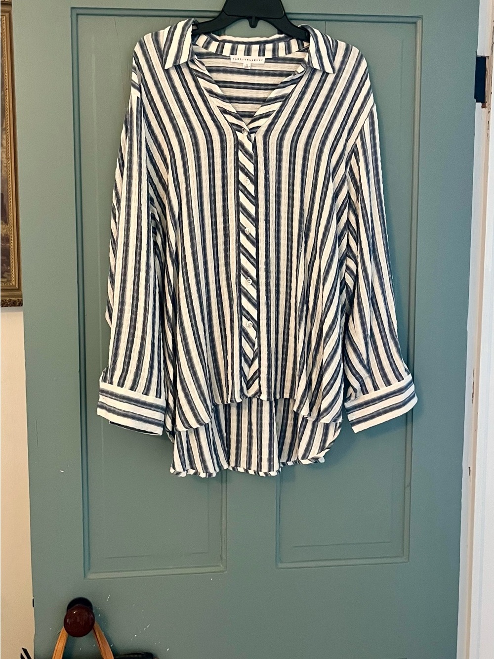 Jane and Delancey Blue and White Striped Button-Down Shirt